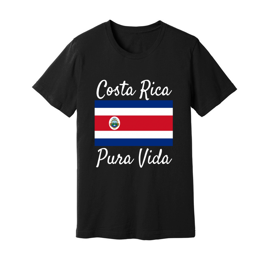 Costa Rica Pura Vida T-Shirt! Beautiful National Flag Tee! Unisex Jersey Tee