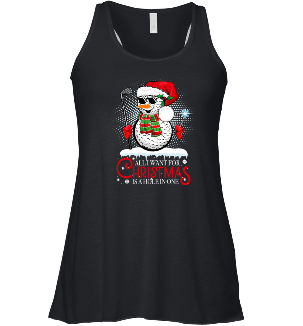IWant For Christmas Is A Hole In One Golf Ball Sno Women's Flowy Tank Top