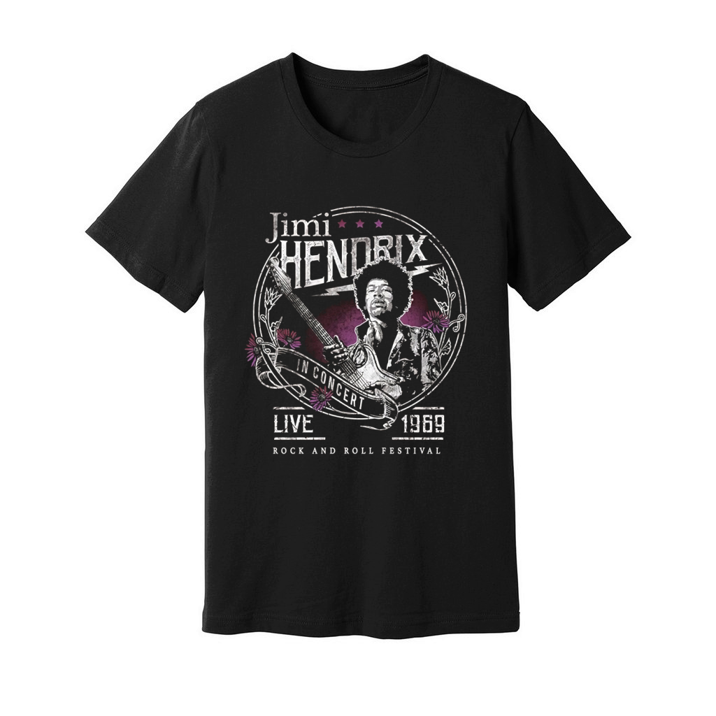 Jimi Hendrix Floral Circle Live 1969 Vintage Rock T-Shirt Unisex Jersey Tee
