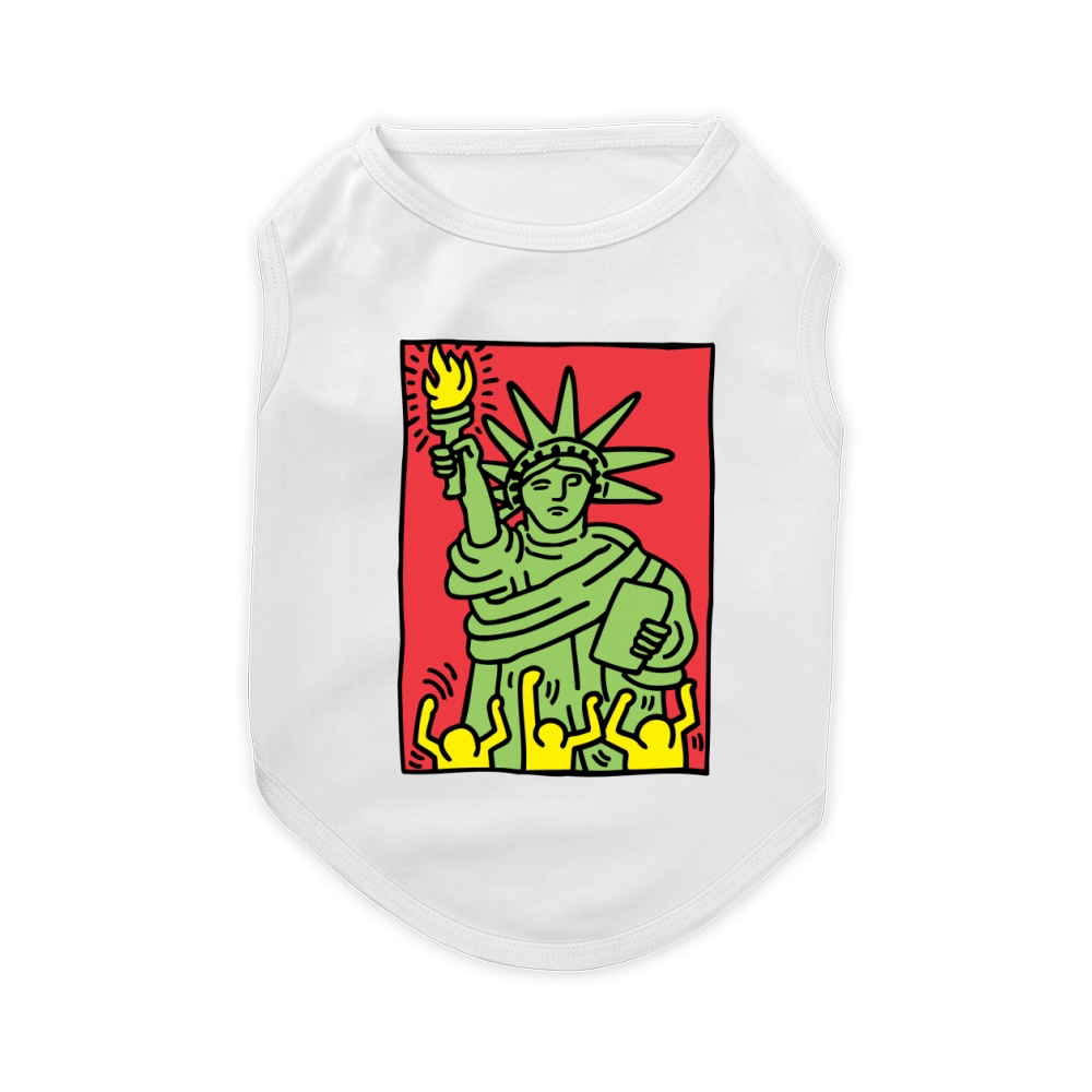 Keith Haring Funny Lady Liberty Pet T-Shirt