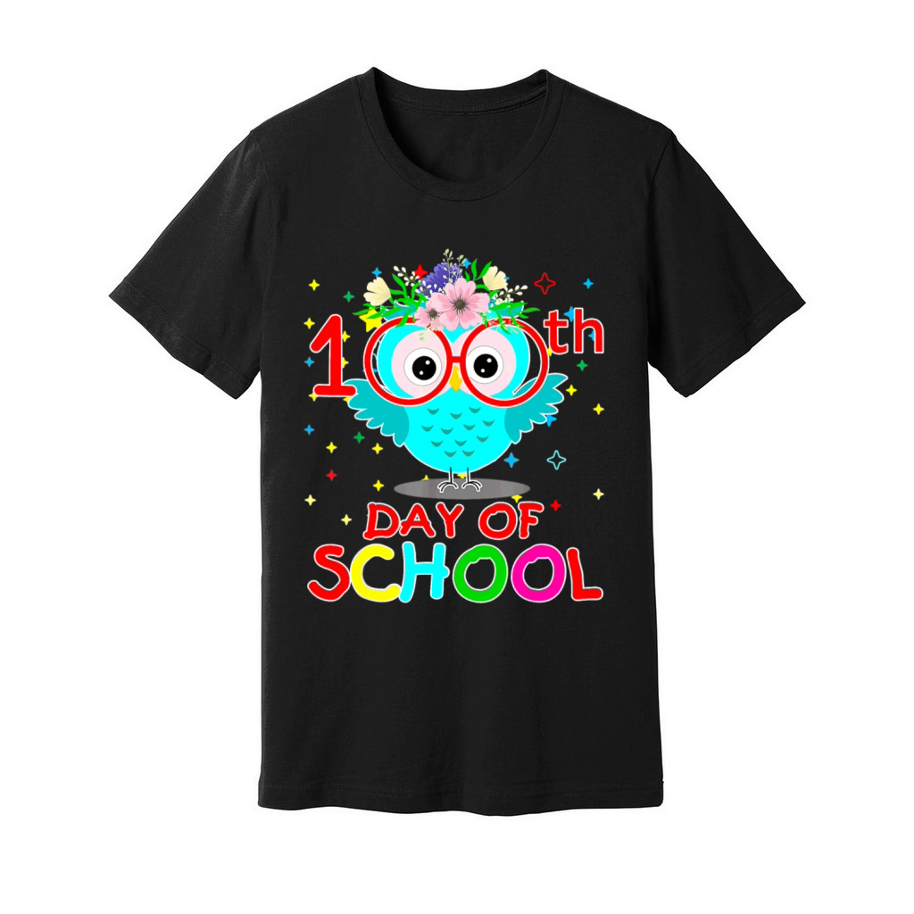 100 Days Of School Cute Owl Happy 100th Day Unisex Jersey Tee