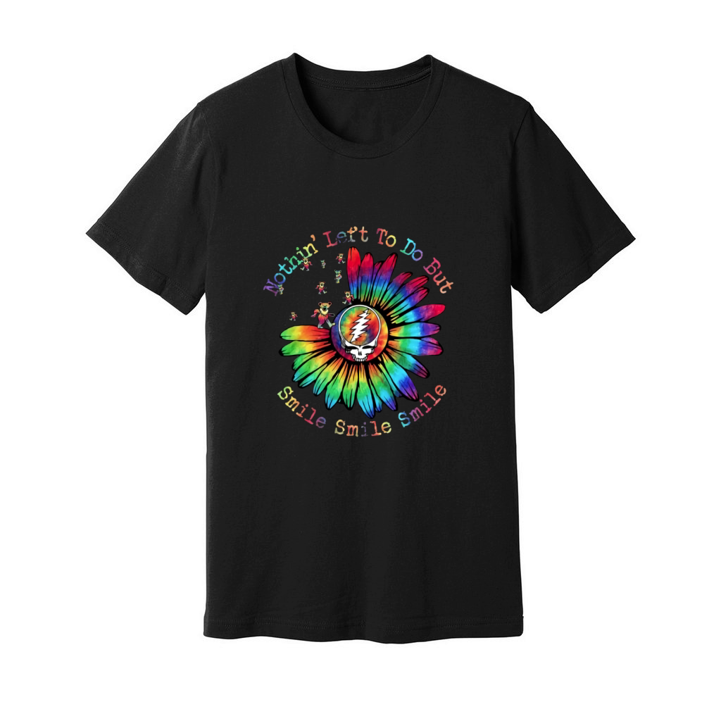 Grateful Dead Bear Nothing Left To Do But Smile Smile Smile Sunflower - Ladies Flowy Tank Unisex Jersey Tee