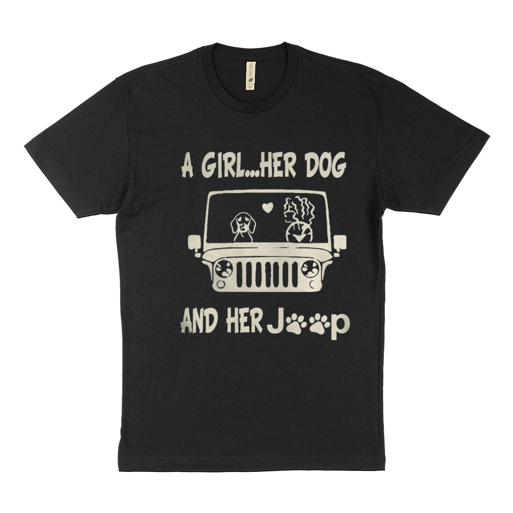 A GIRL HER DOG  JEEP Sustainable T-Shirt