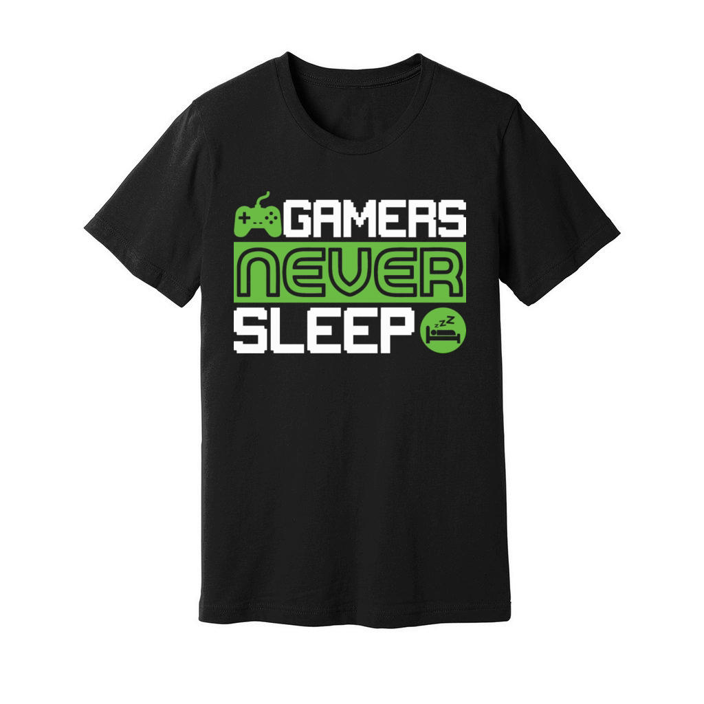 Vintage Gamers Funny Games Never Sleep Unisex Jersey Tee