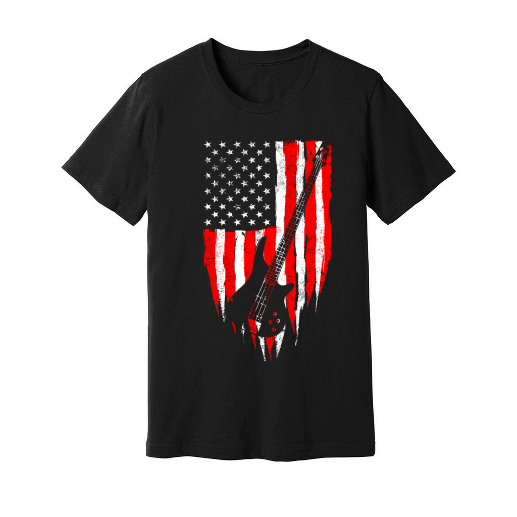AMERICAN BASSAmerican Flag Guitar Vintage Music Unisex Jersey Tee