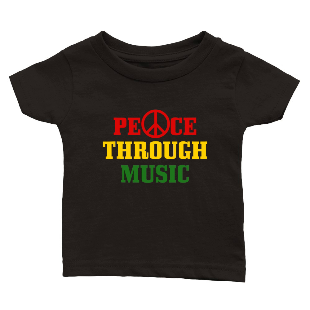 Reggae Music Peace Through Music Rastafari Rasta Geschenk Classic Baby Crewneck T-shirt