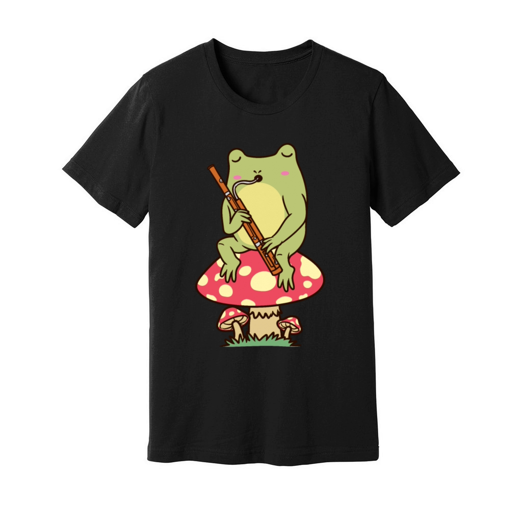 Frog On Mushroom Bassoon Player Bassoonist Unisex Jersey Tee