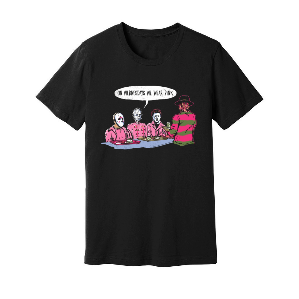 Horror On Wednesdays we wear pink Unisex Jersey Tee