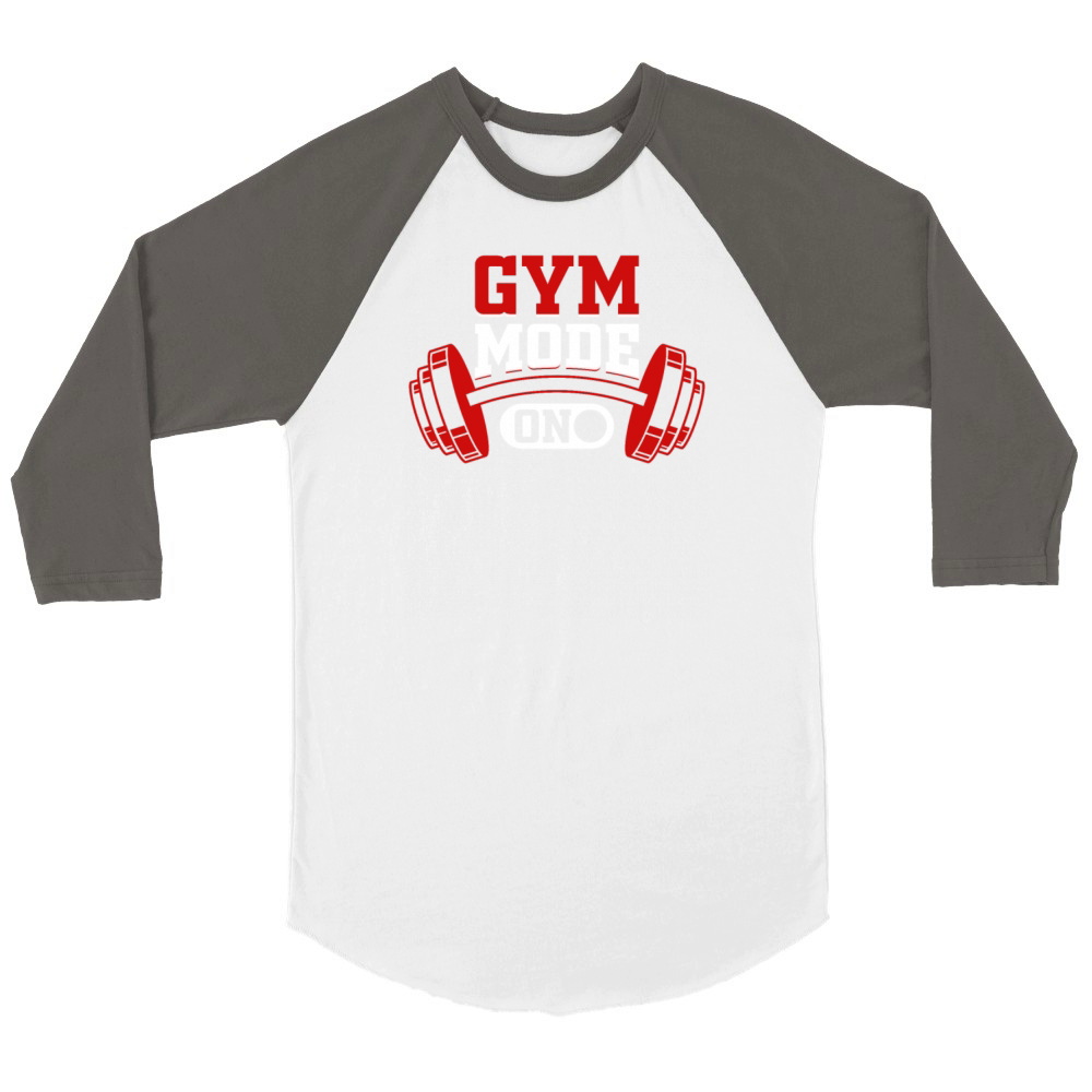 Gym Mode On Bodybuilding Gym Bodybuilder Fitness W Unisex ¾ sleeve Raglan T-shirt
