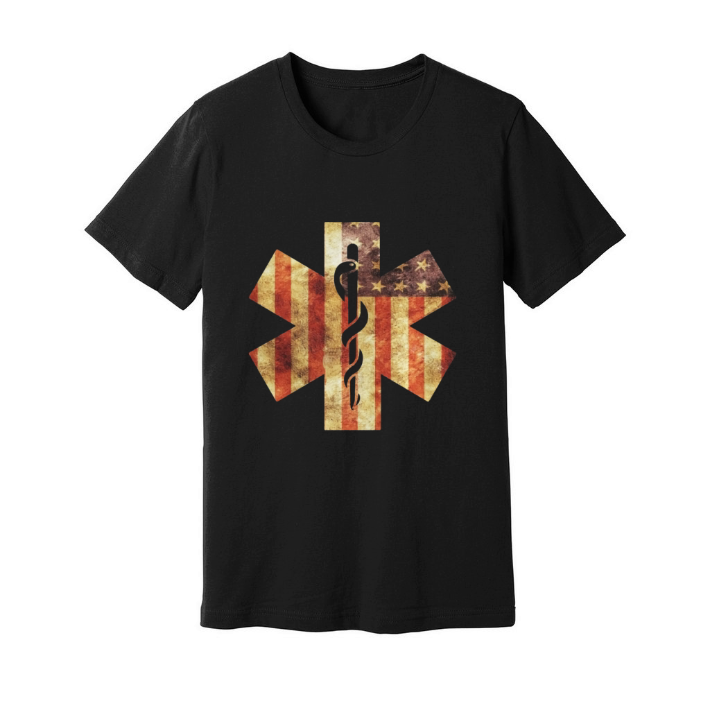 EMT EMS Paramedic USA Flag T-Shirt Unisex Jersey Tee