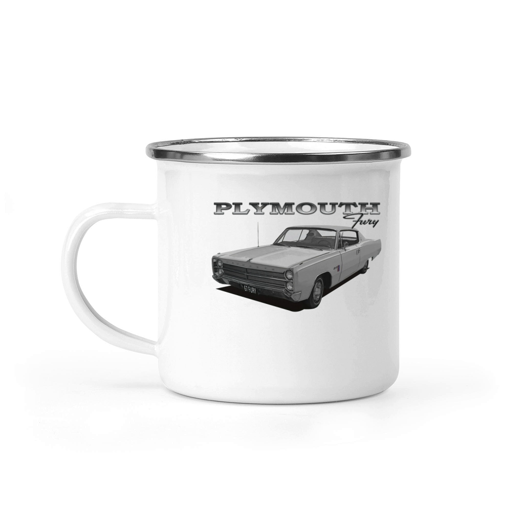 1967 Plymouth Fury White Camping Mug