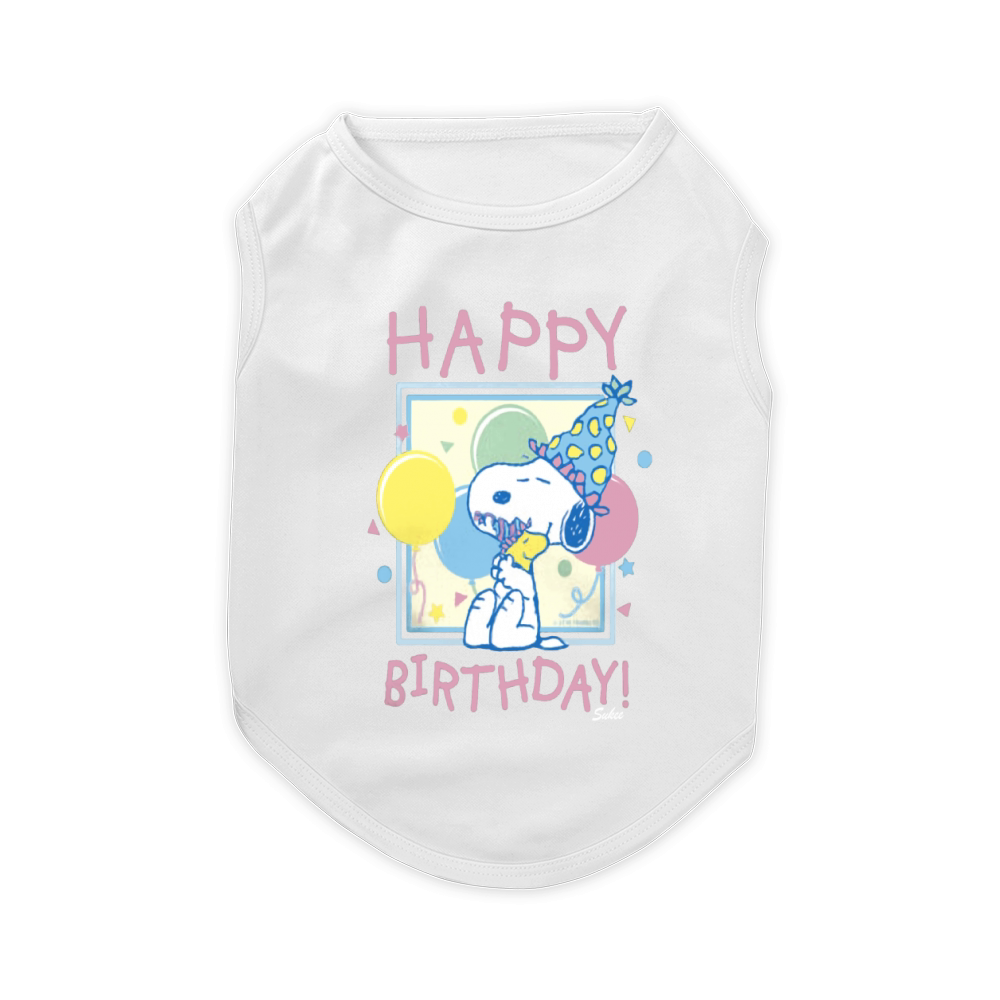 Peanuts Snoopy and Woodstock Happy Birthday Pet T-Shirt