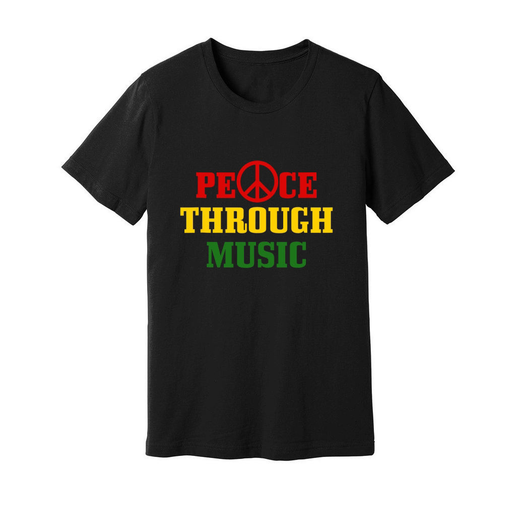 Reggae Music Peace Through Music Rastafari Rasta Geschenk Unisex Jersey Tee