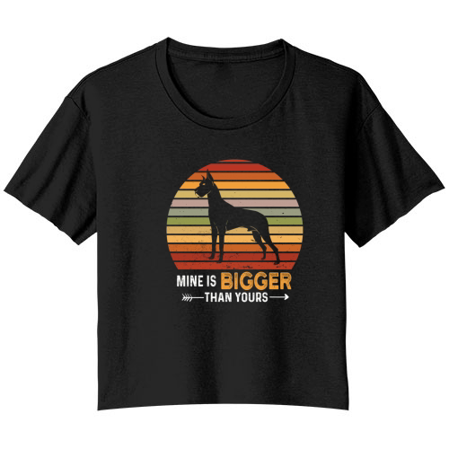 Funny Great Dane Mine Is Bigger Than Yours Bella Ladies Flowy Crop T-shirt