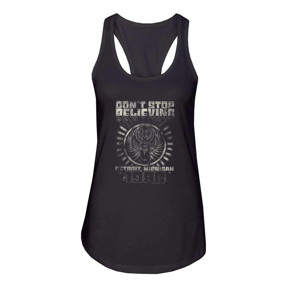 Journey Dont Stop Believing Detroit Album Guitar Cover Rock Band Junior Women's Racerback Tank