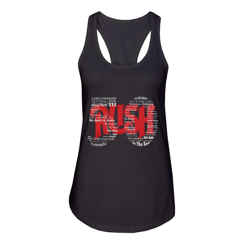Top 50 songs of Rush band Women's Racerback Tank