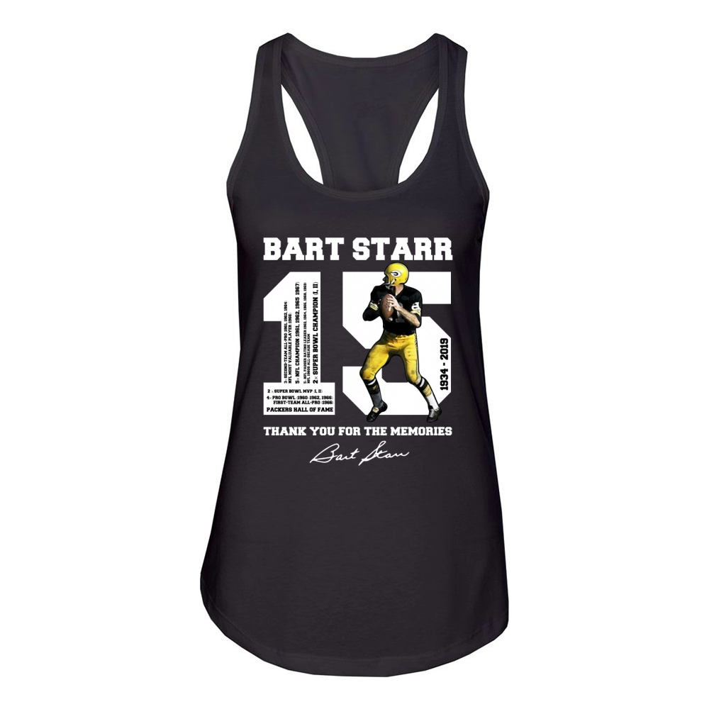 Bart Starr 15 1934 – 2019 thank you for the memories Women's Racerback Tank
