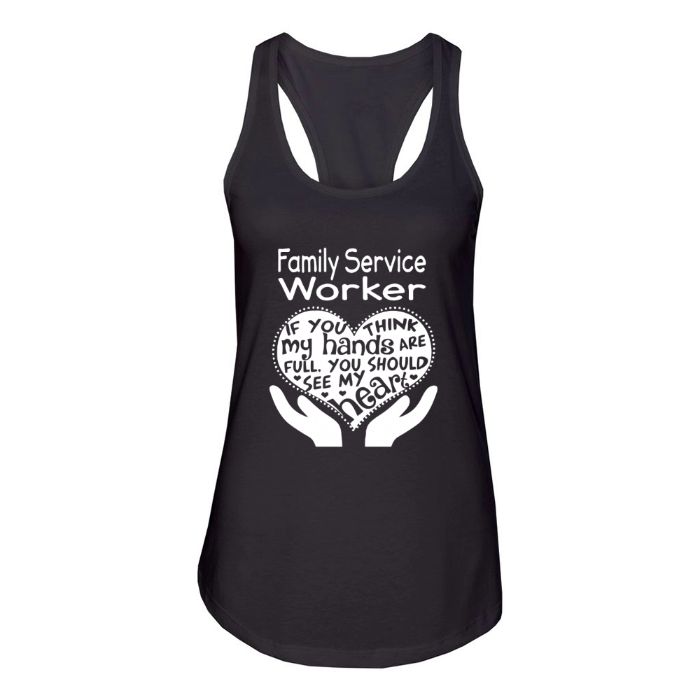 Family Service Worker Full Heart Job Women's Racerback Tank