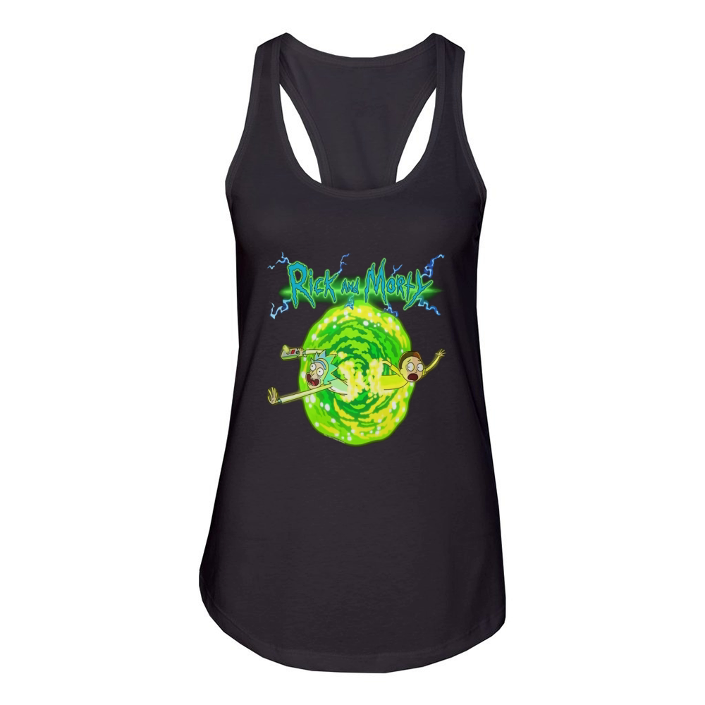 RICK &amp;amp; MORTY PORTAL GLOW LIGHTNING LOGO Women's Racerback Tank