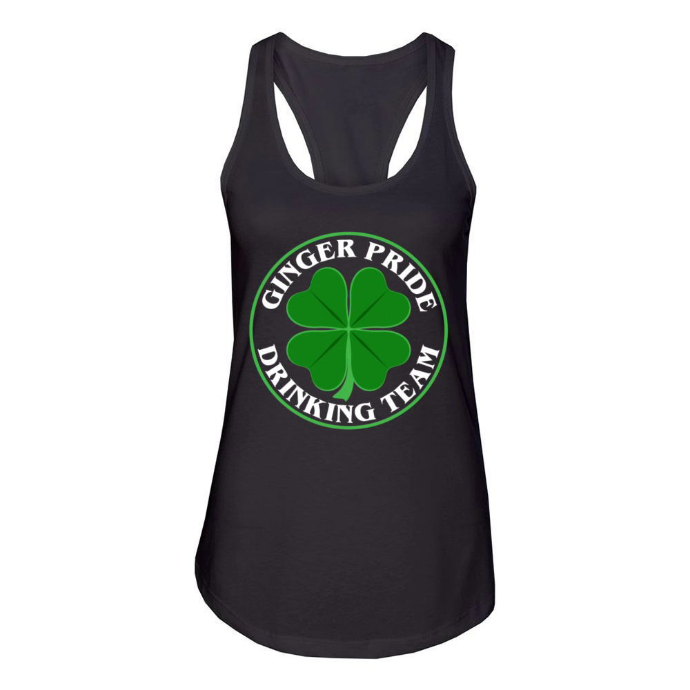 St Patrick's Day Ginger Pride Drinking Team Funny Women's Racerback Tank