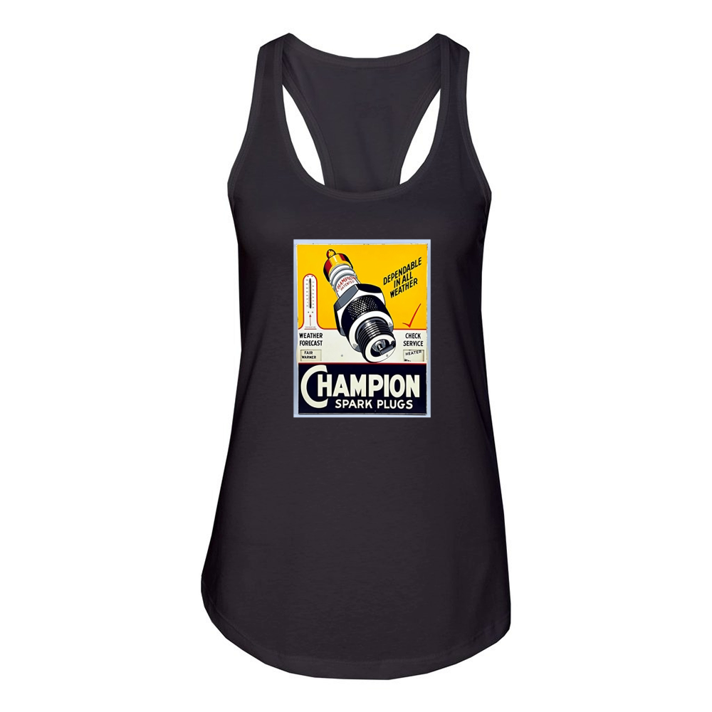Vintage Champion Spark Plugs Shabby Chic Women's Racerback Tank
