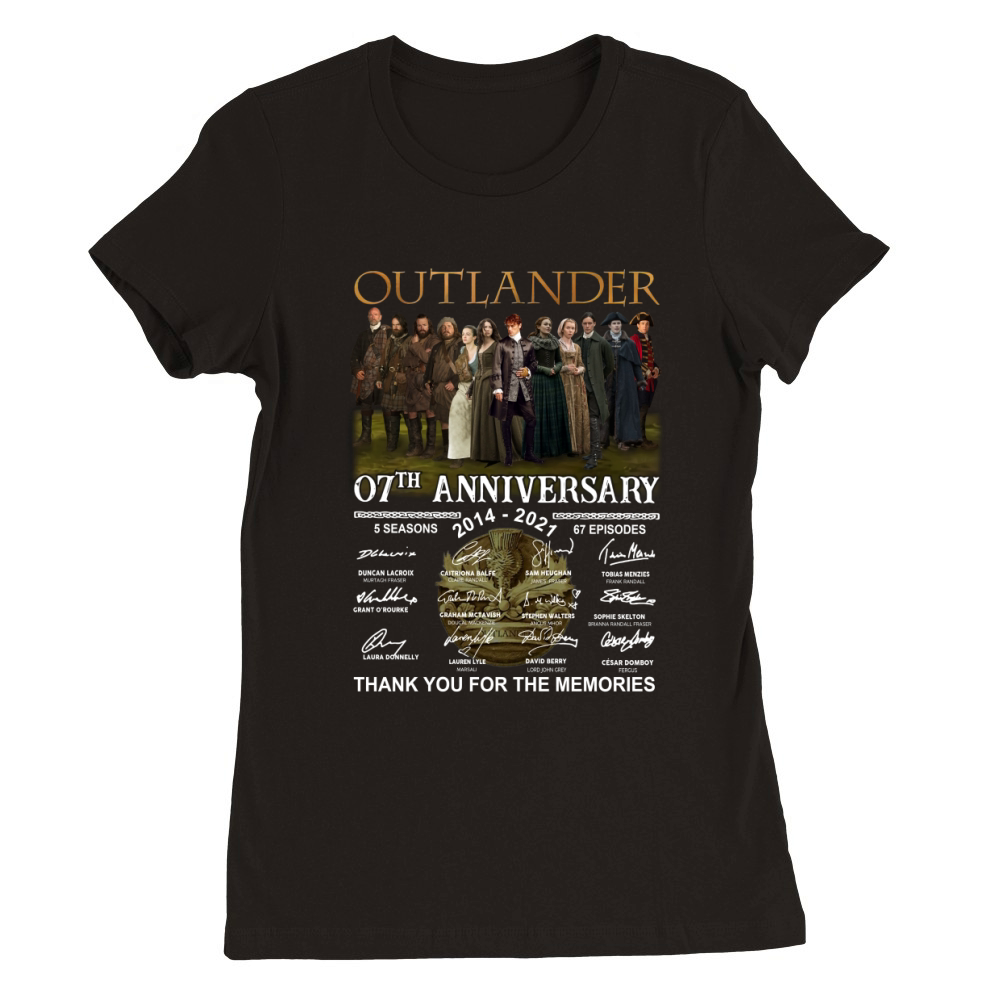 Outlander 07th anniversary 2014 2021 thank you for the memories signatures Premium Womens Crewneck T-shirt