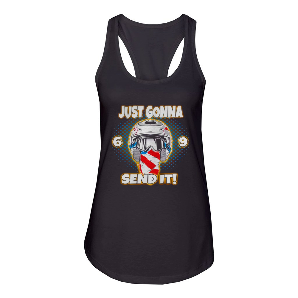 Just Gonna Send It Uncle Ronnie Mac 69 Dirt Bike Women's Racerback Tank