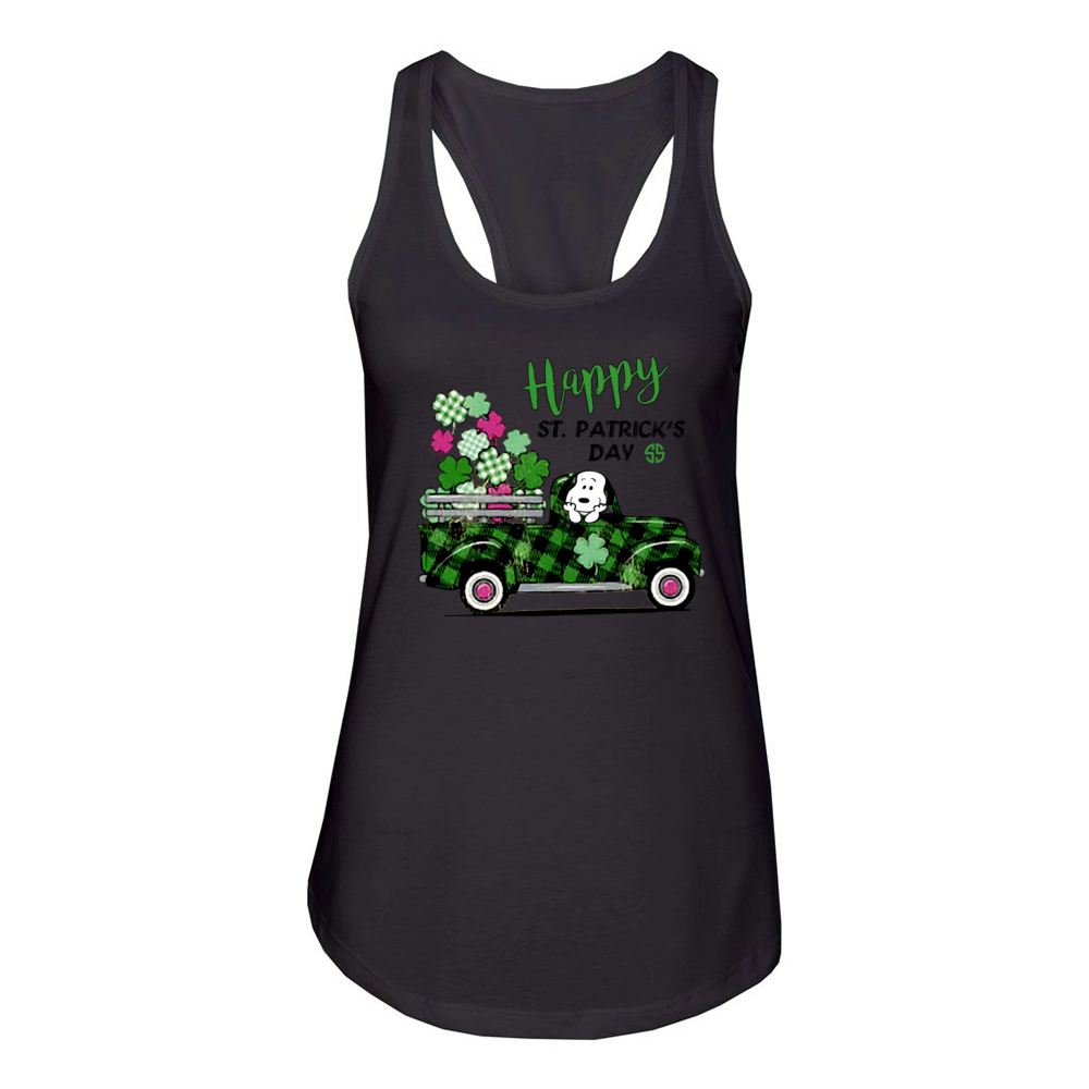 Snoopy Happy st Patrick's day Women's Racerback Tank