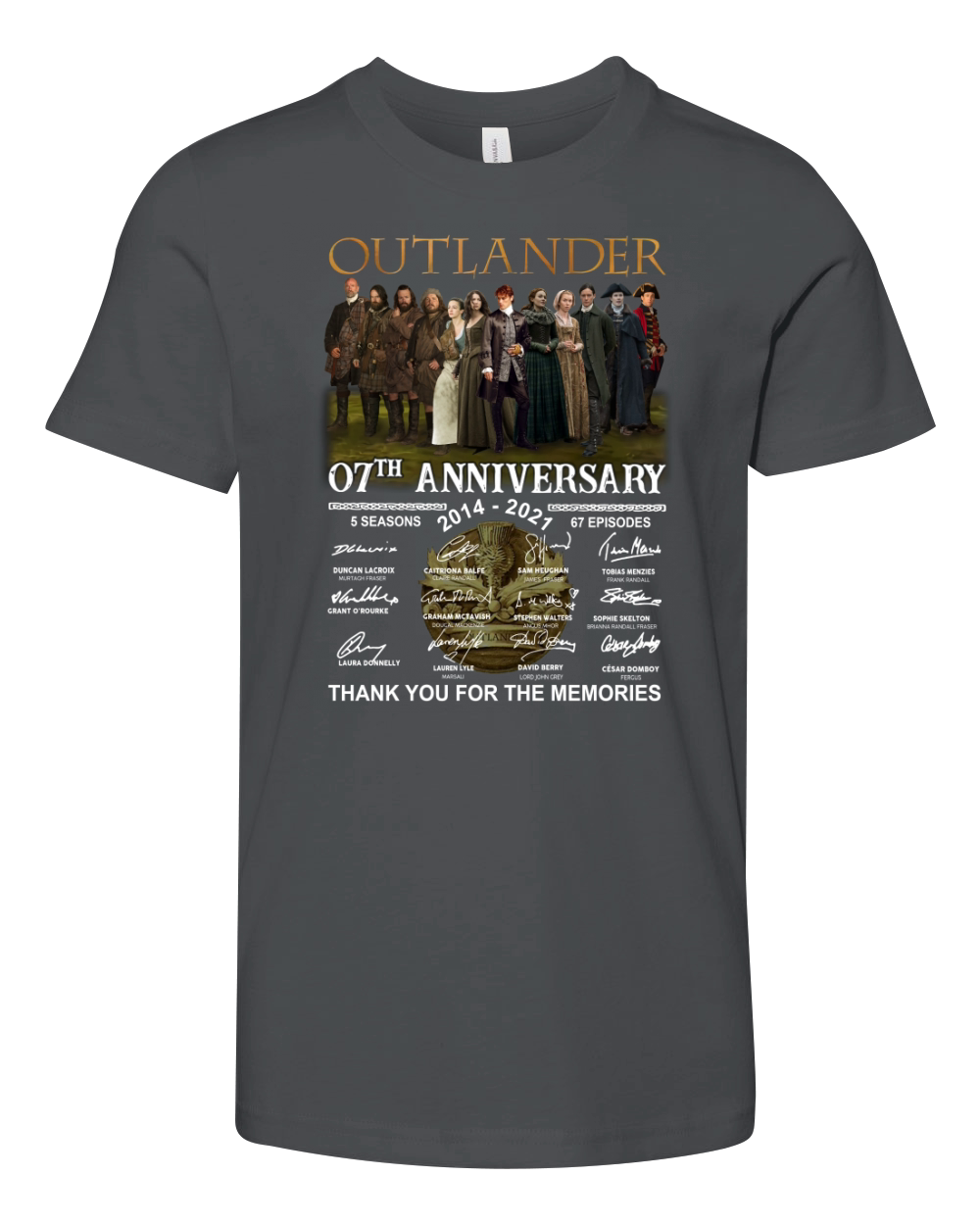 Outlander 07th anniversary 2014 2021 thank you for the memories signatures Youth Unisex Jersey Tee