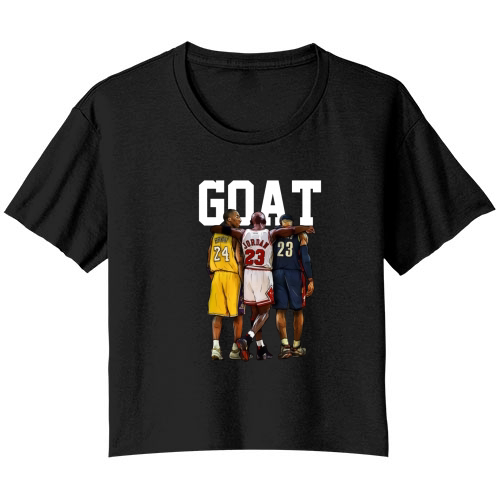 Kobe Lebron Jordan Basketball Goat Legends Bella Ladies Flowy Crop T-shirt