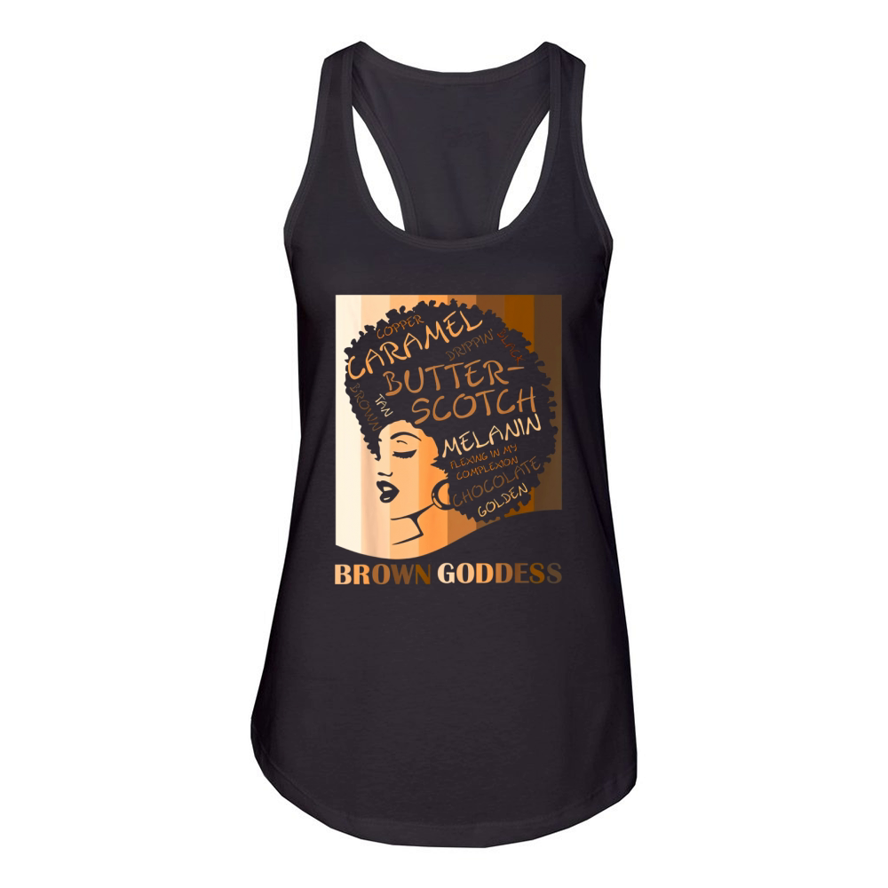Brown Goddess Melanin Cute Women's Afro Black Is Beautiful Women's Racerback Tank