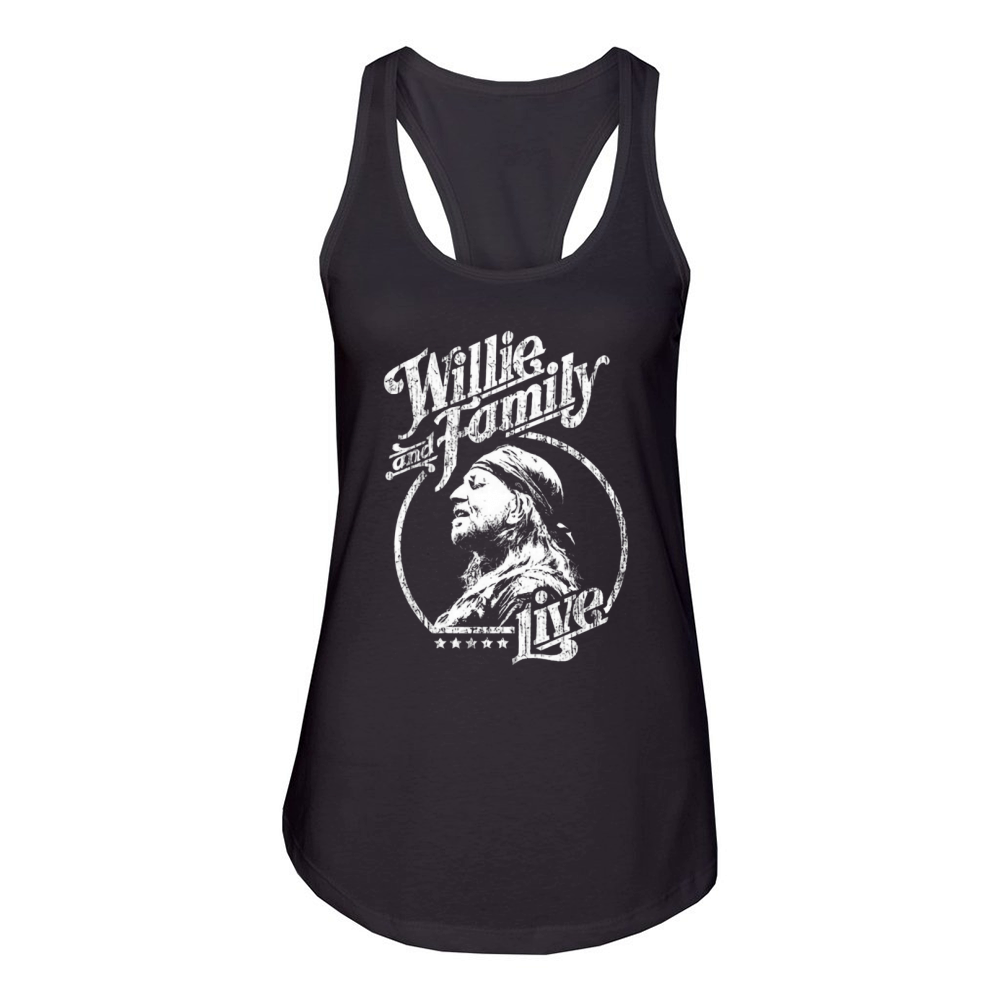 EXCLUSIVE WILLIE AND FAMILY LIVE VINTAGE HEATHER Women's Racerback Tank