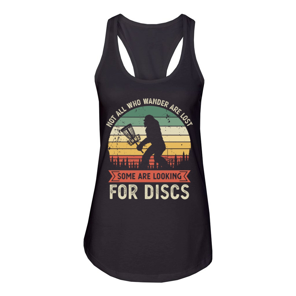 Funny Disc Golf Bigfoot Sasquash Vintage Sunset Women's Racerback Tank