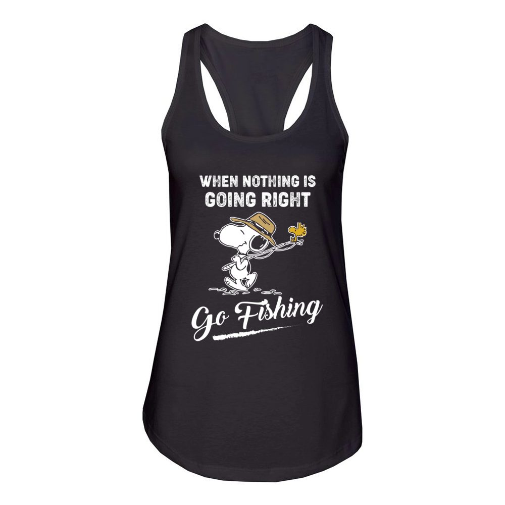 Snoopy go fishing Women's Racerback Tank