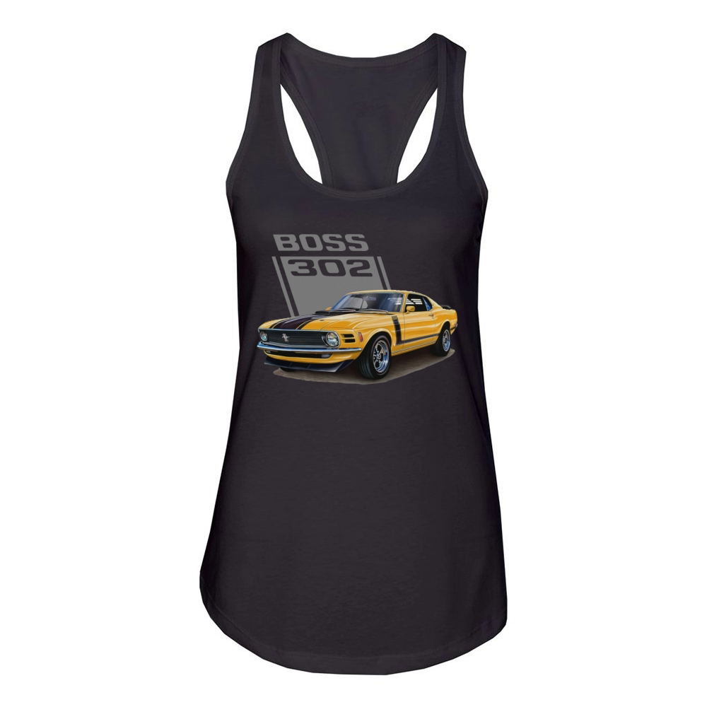The Grabber Orange Mustang Boss 302 - 1970 model Women's Racerback Tank