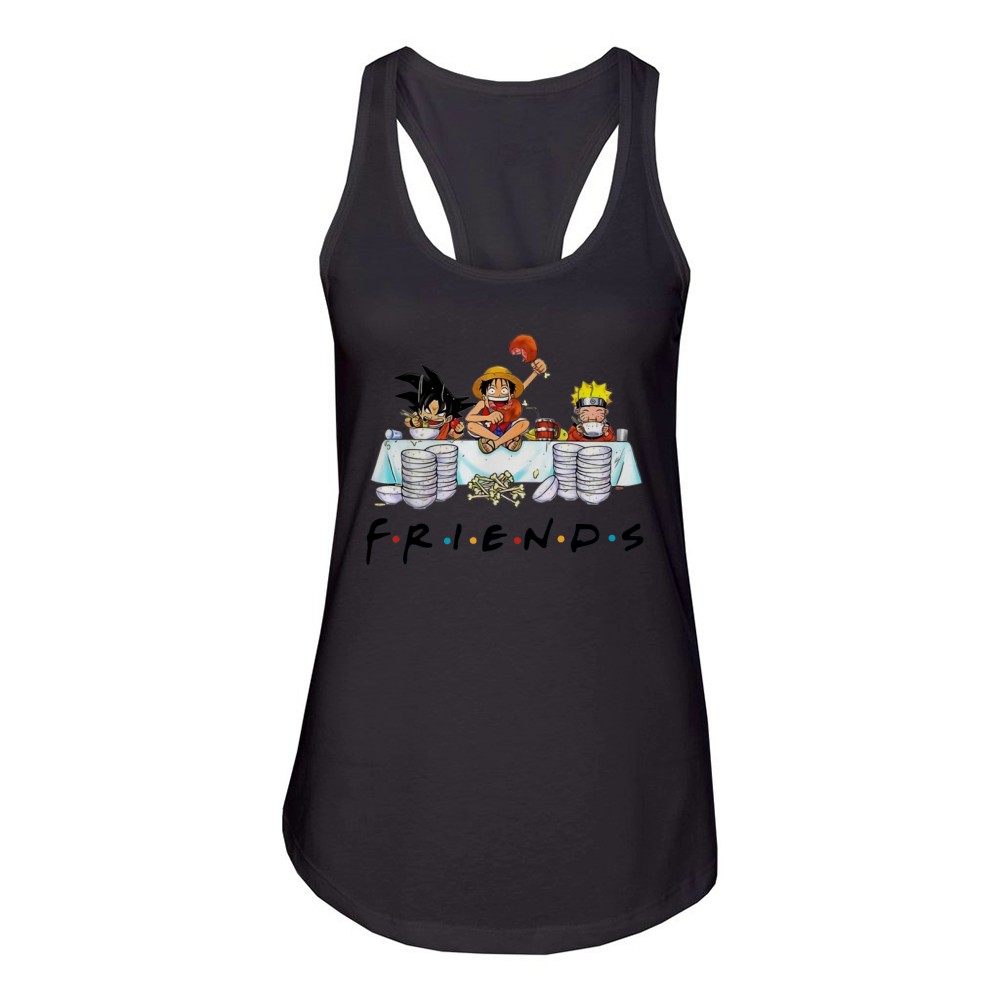 Friends Son Goku Naruto Luffy Women's Racerback Tank
