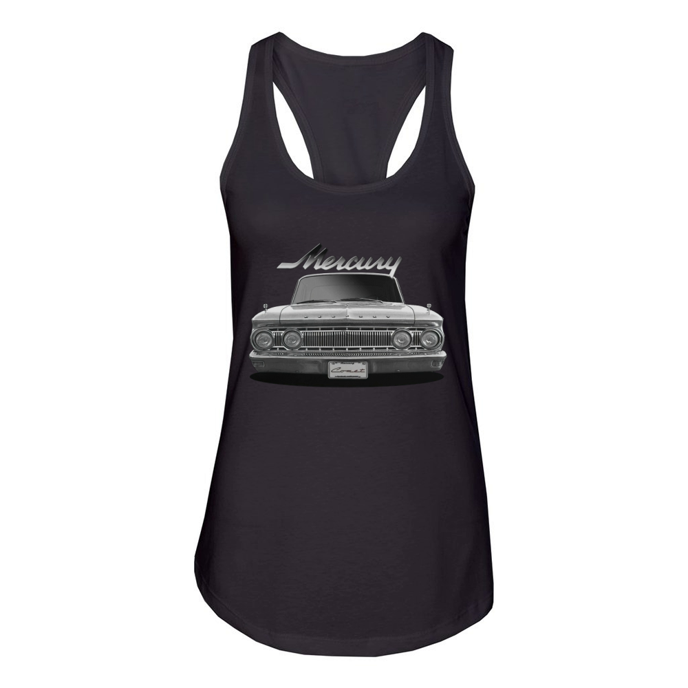 1962 Ford Mercury Comet White Two Sided Women's Racerback Tank
