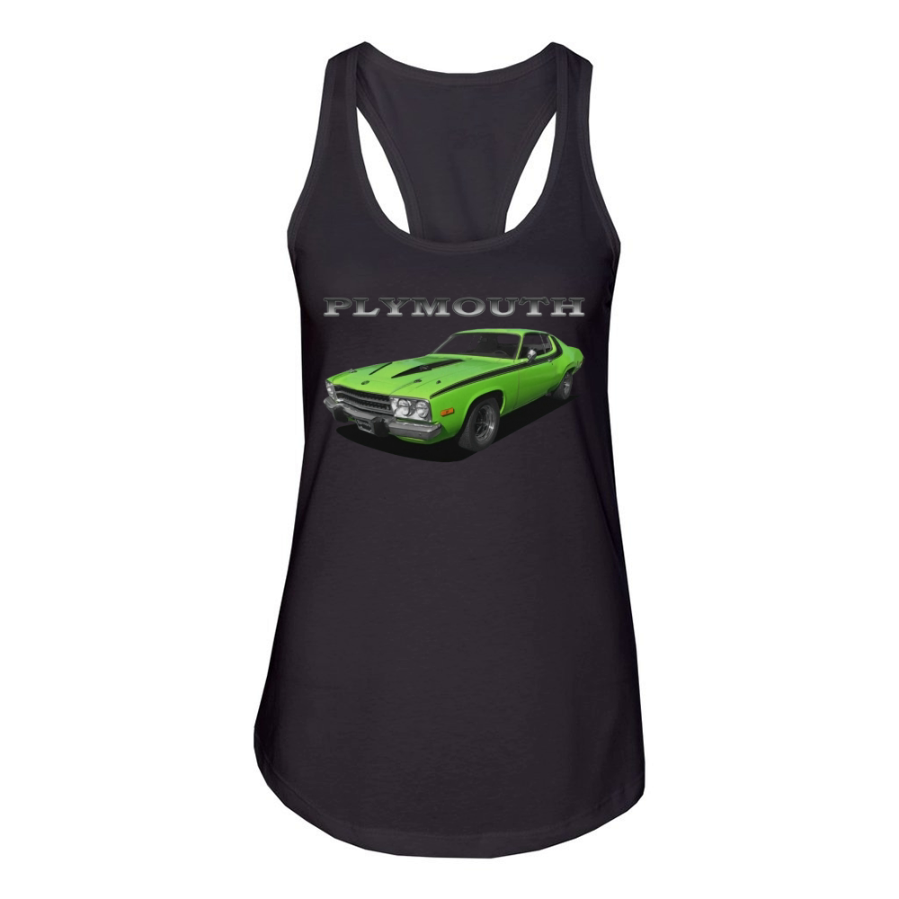 1973 Plymouth Road Runner Green Women's Racerback Tank