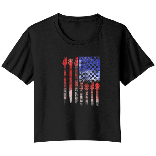Country Music USA National day Flag Country Music Bella Ladies Flowy Crop T-shirt