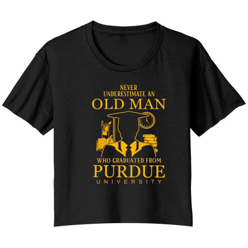 Old Man- Graduated From Purdue University Bella Ladies Flowy Crop T-shirt