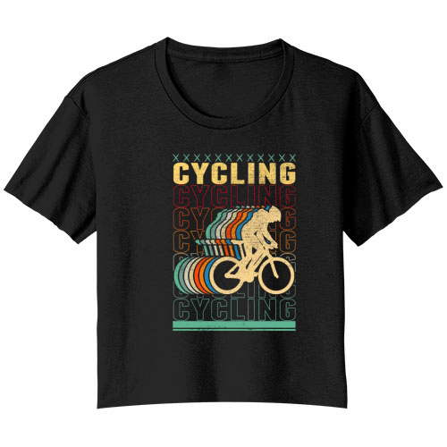 Retro Cycling Sports Lover Cyclist Bella Ladies Flowy Crop T-shirt