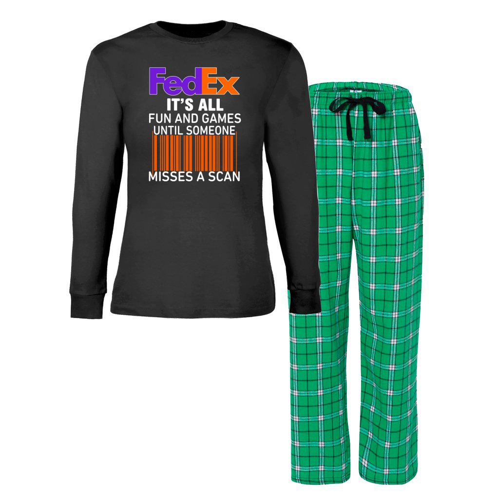 Logo Fedex it’s all fun and games until someone misses a scan shirtsc Women's Christmas Pajamas