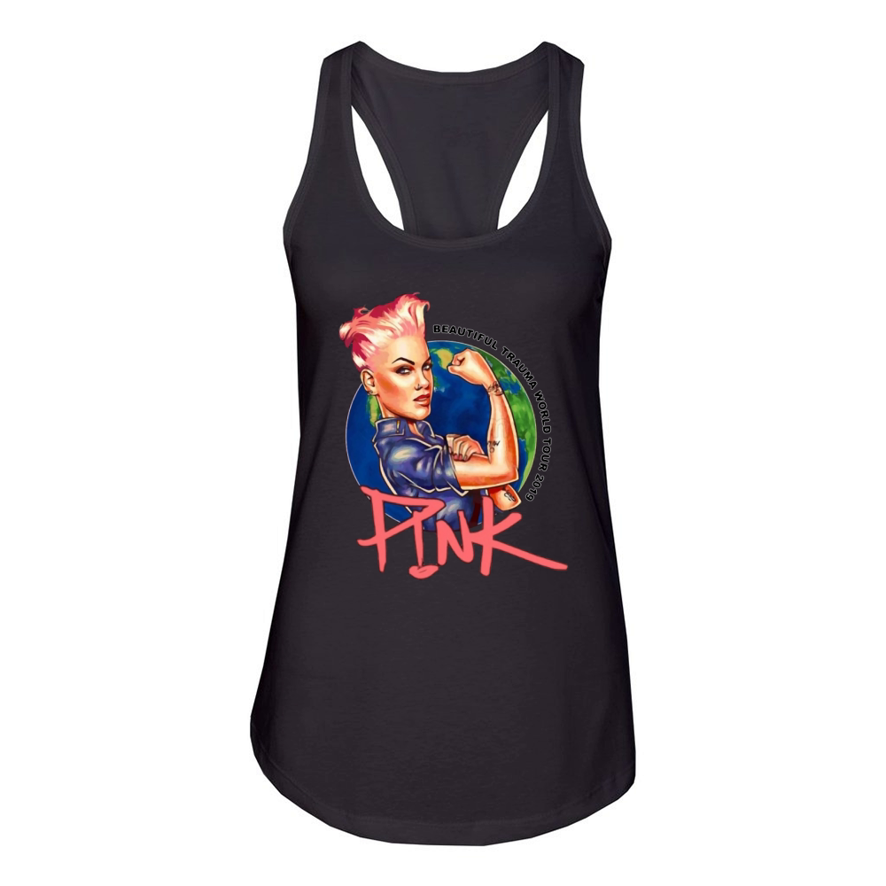 Pink beautiful trauma world tour 2019 Women's Racerback Tank