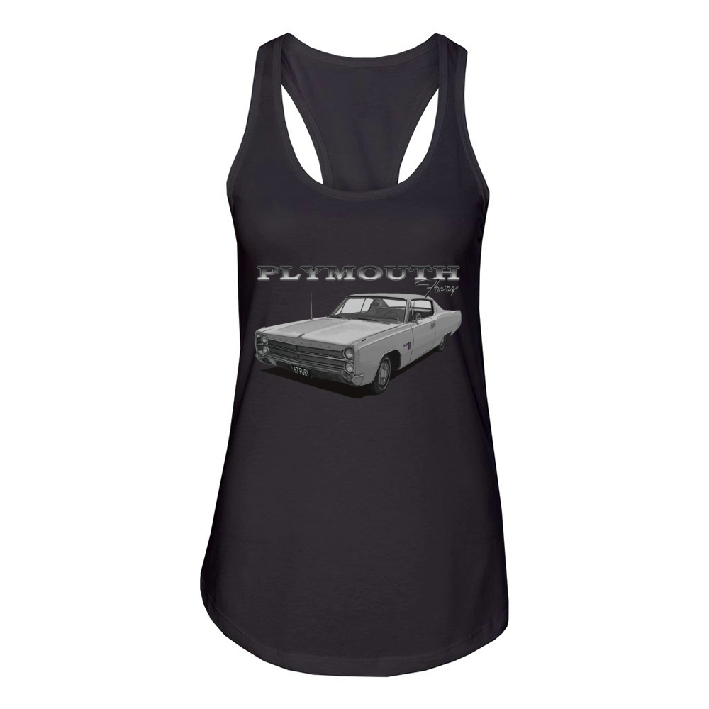 1967 Plymouth Fury White Women's Racerback Tank
