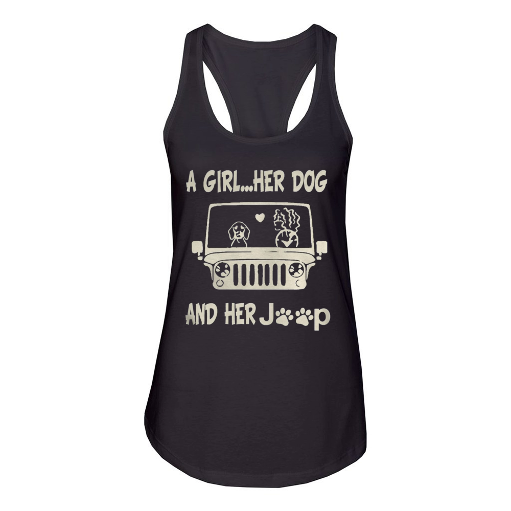 A GIRL HER DOG  JEEP Women's Racerback Tank