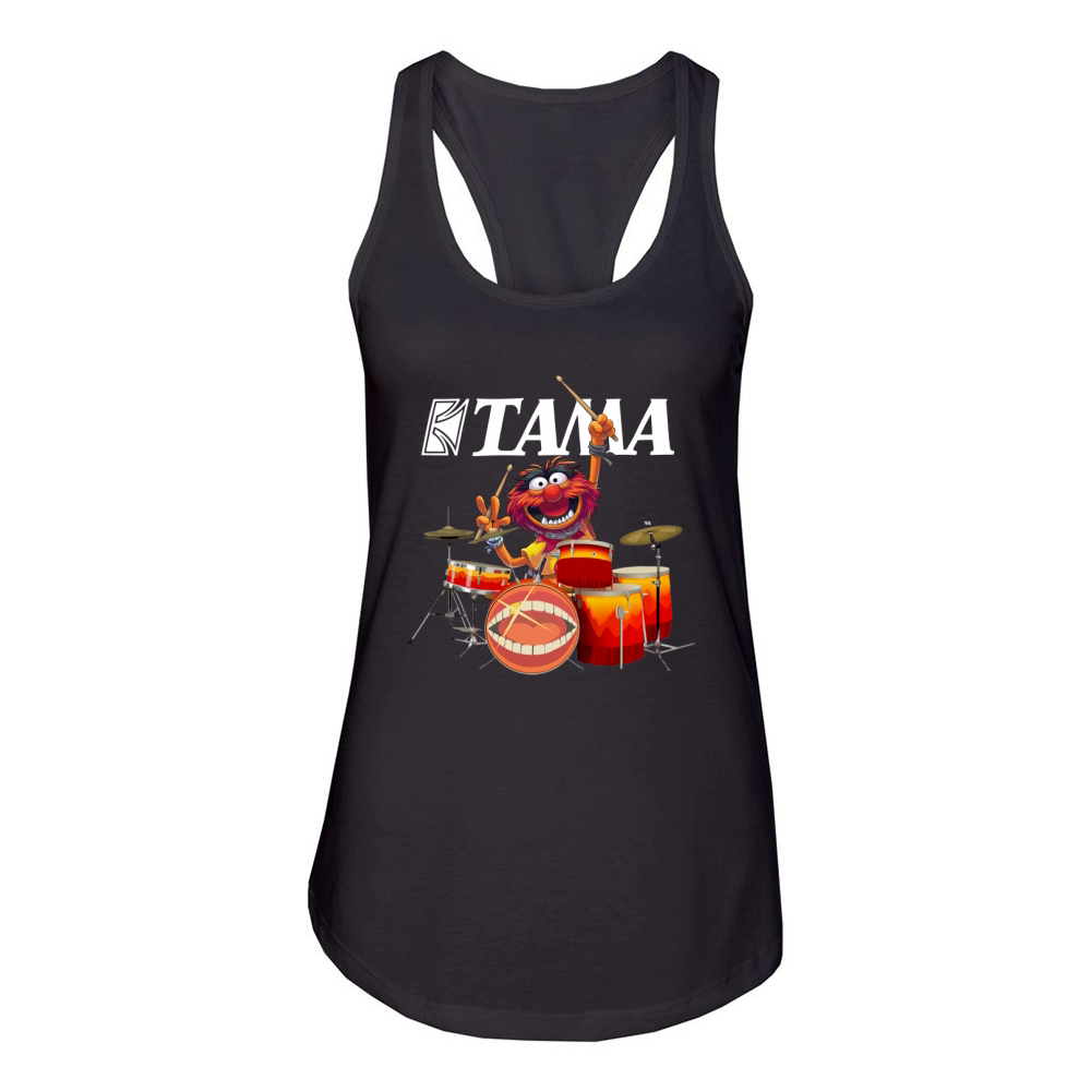 Muppets Animal Playing Drum Kits Tama Drums Women's Racerback Tank