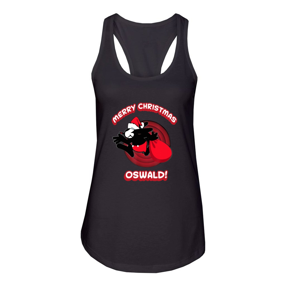 Merry Christmas Oswald Cartoon Rabbit Oswald Is Santa Claus Women's Racerback Tank