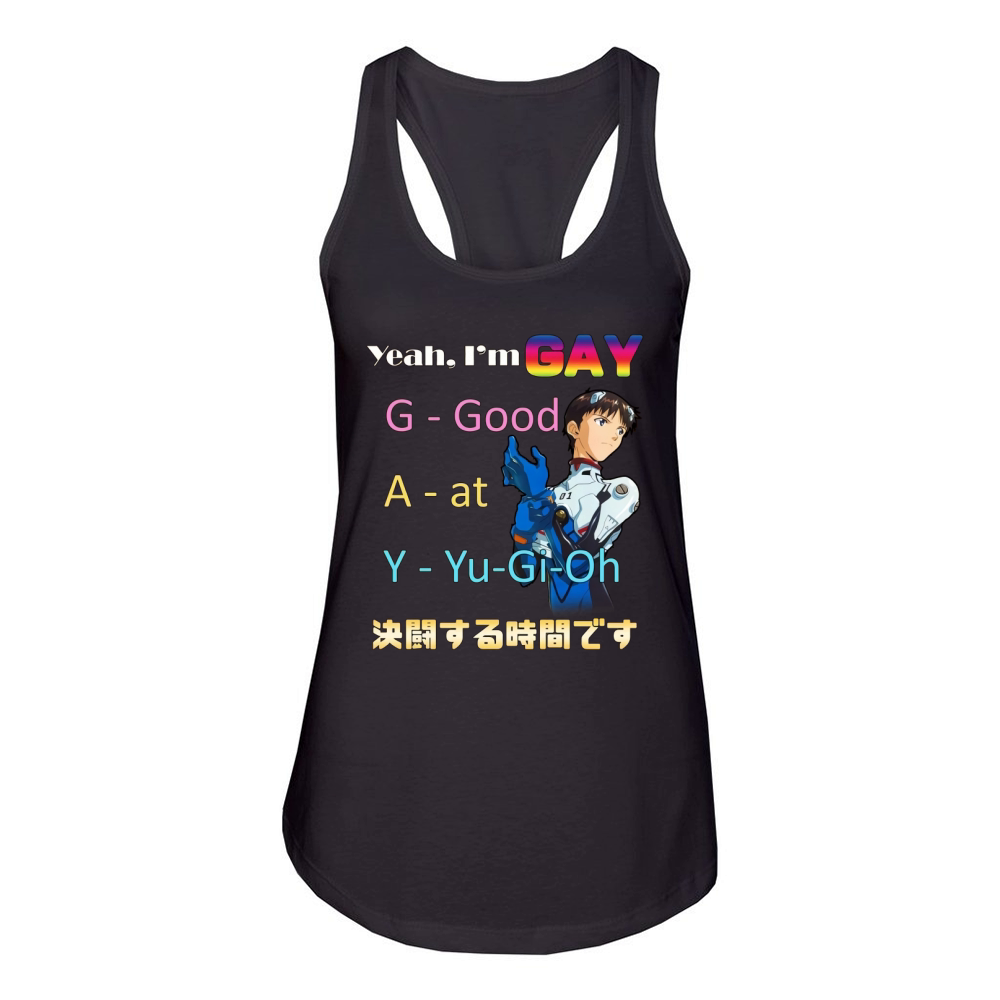 Yeah i’m gay good at yugioh shirt Women's Racerback Tank