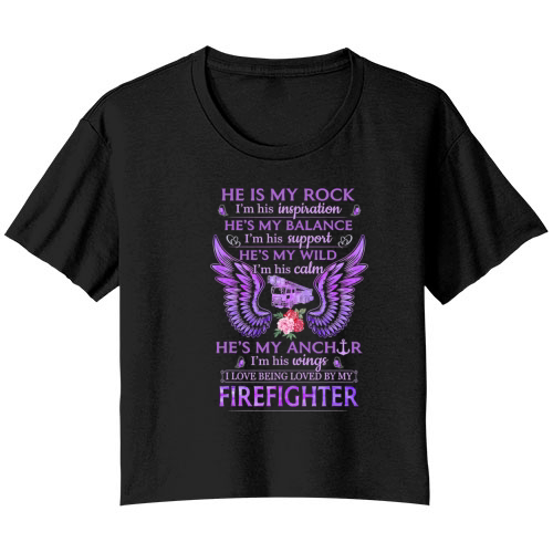 Firefighter I Love Being Loved By My Firefighter Bella Ladies Flowy Crop T-shirt