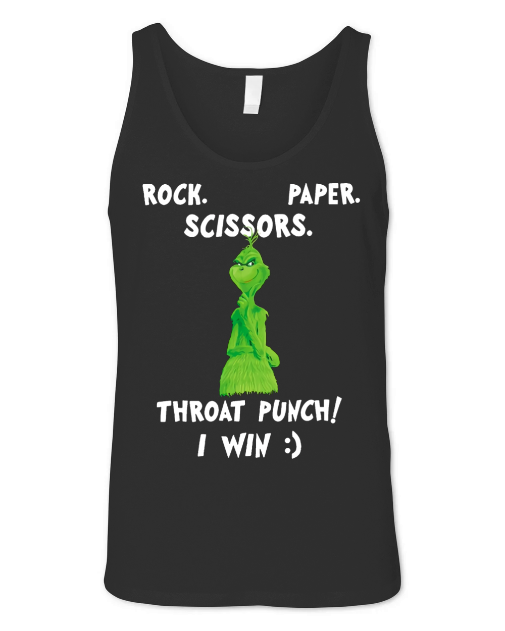 Grinch Funny Win Christmas Rock Paper Scissors Unisex Jersey Tank
